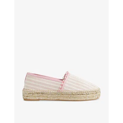 Lk Bennett Womens Pin-light Pink Tiana Striped Canvas Espadrilles