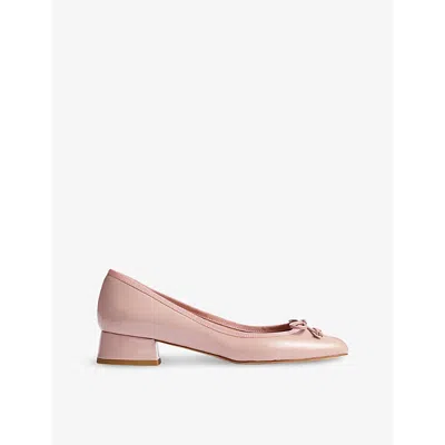 Lk Bennett Womens Pin-pink Aurelie Bow-embellished Heeled Patent-leather Ballet Pumps