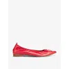 Lk Bennett Womens Pin-raspberry Tilly Bow-embellished Patent-leather Ballet Flats In Pin-raspberry