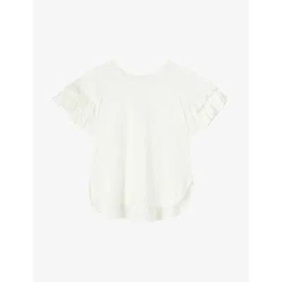 Lk Bennett Womens Whi-white Allie Frill-sleeve Cotton T-shirt