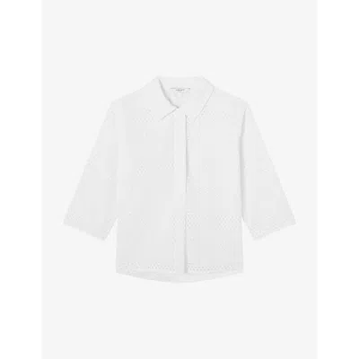 Lk Bennett Womens Whi-white Edie Broderie-anglaise Cotton Shirt