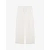 LK BENNETT LK BENNETT WOMEN'S WHI-WHITE EDIE BRODERIE-ANGLAISE WIDE-LEG COTTON TROUSERS