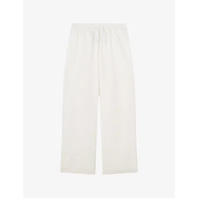 Lk Bennett Womens Whi-white Edie Broderie-anglaise Wide-leg Cotton Trousers