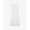 LK BENNETT LK BENNETT WOMENS WHI-WHITE LAILA HIGH-NECK BRODERIE-ANGLAISE COTTON MIDI DRESS