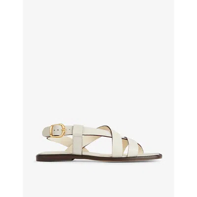 Lk Bennett Womens Whi-white Telma Multi-strap Flat Leather Sandals