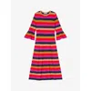 Lk Bennett Alice Shimmer Striped Knit Midi Dress In Mul-rainbow