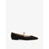 Lk Bennett Amber Flower Trim Mary Jane Flat In Black