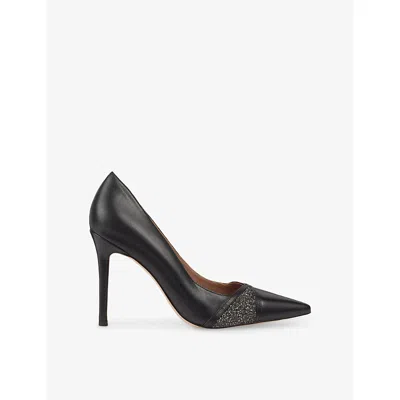 Lk Bennett Womens Bla-black Astra Crystal Leather Heeled Courts Eur 39 / 6 Uk