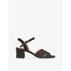 Lk Bennett Womens  Alba Suede Heeled Sandals In Bla-black