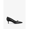 Lk Bennett Womens Bla-black Caryn Bar-trim Leather Heeled Courts In Bla-black