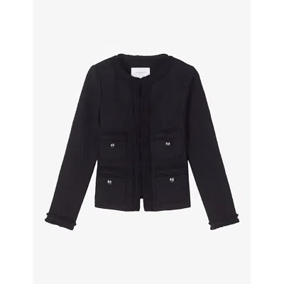 Lk Bennett Womens Bla-black Charlie Collarless Tweed Jacket