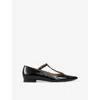 Lk Bennett Womens  Drew T-bar Patent-leather Flats In Bla-black