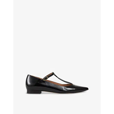 Lk Bennett Womens  Drew T-bar Patent-leather Flats In Bla-black