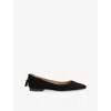 Lk Bennett Womens Bla-black Essie Suede Ballet Flats Eur 41 / 8 Uk