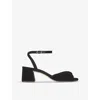 Lk Bennett Womens Bla-black Joelle Twist-front Velvet Heeled Sandals In Bla-black