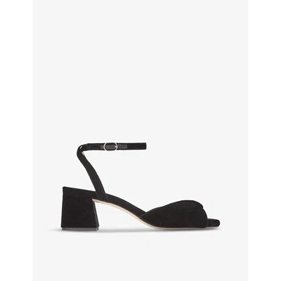 Lk Bennett Womens Bla-black Joelle Twist-front Velvet Heeled Sandals