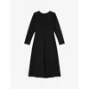 Lk Bennett Womens  Marim Spot-print Long-sleeve Stretch-woven Midi Dress In Bla-black