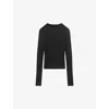 Lk Bennett Womens Bla-black West Cable-stitch Cotton And Wool-blend Jumper In Bla-black