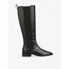 Lk Bennett Womens  Zara Leather Flat Knee-high Boots In Black