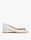 Lk Bennett Womens Cre-ecru Blakely Snaffle Patent-leather Pumps In White