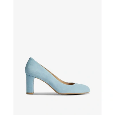 Lk Bennett Womens Blu-aqua Winola Block-heel Suede Court Shoes