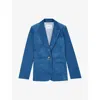 Lk Bennett Womens Blu-blue Deborah Peak-lapel Corduroy Jacket In Blu-blue