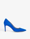 Lk Bennett Womens Blu-blue Floret Pointed-toe Suede Courts In Blu-blue