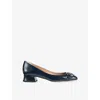 Lk Bennett Womens  Cici Buckled Patent Leather Courts In Blu-iris