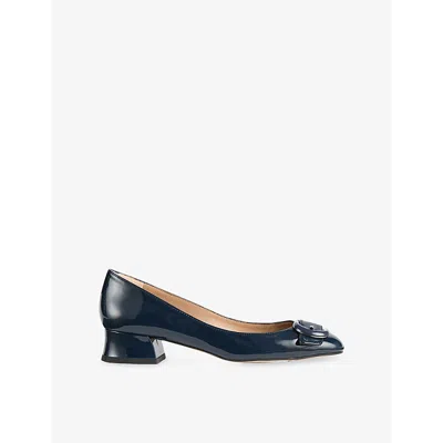 Lk Bennett Womens  Cici Buckled Patent Leather Courts In Blu-iris