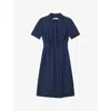 Lk Bennett Womens Blu-midnight Luna Patch-pocket Belted Woven Midi Dress In Blu-midnight