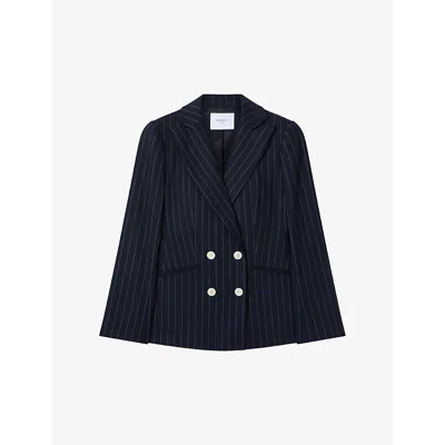 LK BENNETT WOMENS BLU-NAVY BAXTOR PINSTRIPE-PATTERN WOOL-BLEND BLAZER