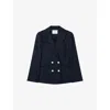 Lk Bennett Womens Blu-navy Bella Pinstriped Petite Woven Blazer In Blu-navy