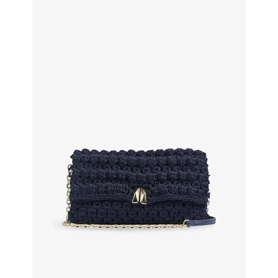 Lk Bennett Womens Blu-navy Larna Crochet Clutch Bag