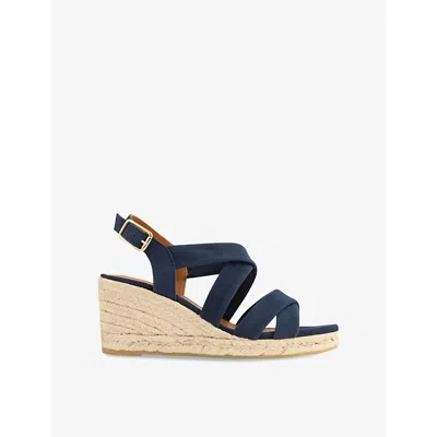 Lk Bennett Womens  Mariana Multi-strap Suede Wedges In Blu-navy