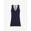 LK BENNETT LK BENNETT WOMENS BLU-NAVY MARINER V-NECK WOVEN PINAFORE MINI DRESS