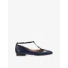 Lk Bennett Womens Blu-navy Minna Leather Mary Jane Flats Eur 40 / 7 Uk In Blue