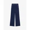 Lk Bennett Womens Olive Wide-leg High-rise Crepe Trousers Blu-navy In Blu-navy