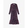 Lk Bennett Selina Floral-print Flounce Midi Dress In Blu-navy