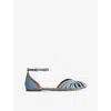 Lk Bennett Aubrey Plaited Ankle Strap Flat In Blu-powder Blue