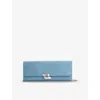 Lk Bennett Womens Blu-powder Blue Daisy Curve Leather Clutch Bag