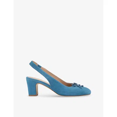 Lk Bennett Womens Blu-powder Blue Louise Suede Sling-back Ballerina Heels Eur 37 / 4 Uk