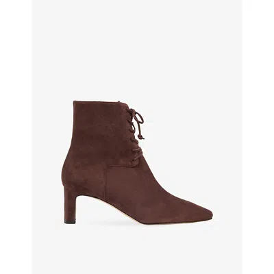 Lk Bennett Womens Bro-chocolate Betty Suede Heeled Boots Eur 36 / 3 Uk In Brown