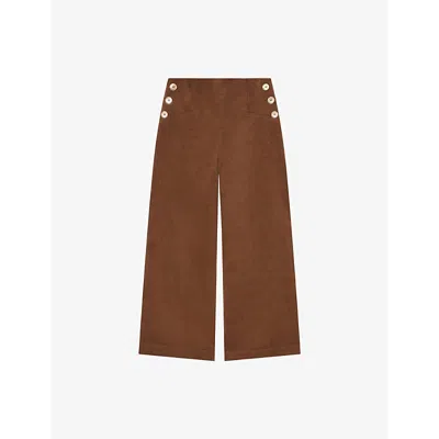 Lk Bennett Womens  Hans Wide-leg Mid-rise Stretch-cord Trousers In Bro-chocolate