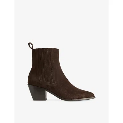 Lk Bennett Womens Bro-chocolate Jolene Suede Chelsea Boots Eur 41 / 8 Uk In Brown