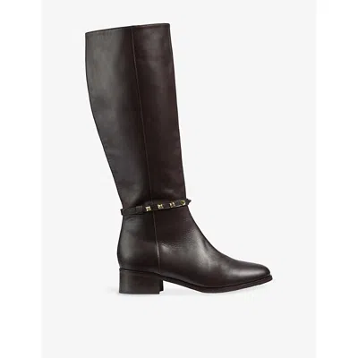 Lk Bennett Womens Bro-chocolate Stevie Leather Knee-high Boots Eur 38/5 Uk In Black