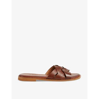 Lk Bennett Womens Bro-tan Amara Criss-cross Leather Sliders