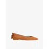 Lk Bennett Womens Bro-tan Essie Tassel Suede Ballet Flats Eur 37 / 4 Uk In Brown