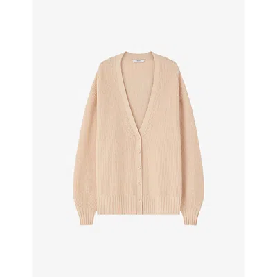 Lk Bennett Womens  Frances Longline Ribbed Wool-blend Knitted Cardigan In Cam-camel