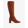 Lk Bennett Womens Carlotta Block-heel Suede Knee-high Boots Tan-ta In Tan-tan