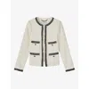 Lk Bennett Womens Cre-cream Charlie Collarless Tweed Jacket In Cre-cream
